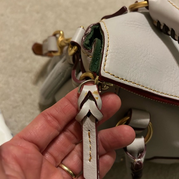 🦆 Dooney & Bourke Micro Florentine Satchel in Ecru - Picture 12 of 14
